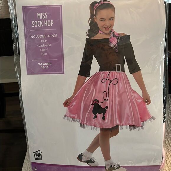 Miss Sock Hop Kids Costume - Pink and Black - Picture 1 of 6